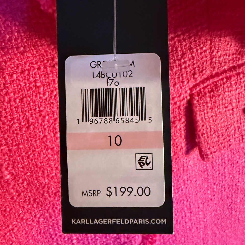 Karl Lagerfeld Paris NWT Size 10 Classic Karl Pink Woven Tweed Blazer (0507) - Picture 10 of 15